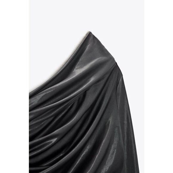 ZARA SPARKLY DRAPED DRESS dark gray - Picture 7 of 11